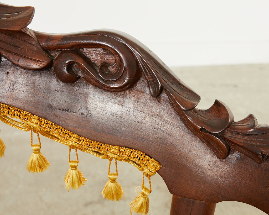 Pair of Venetian Rococo Style Caned Barrel Armchairs