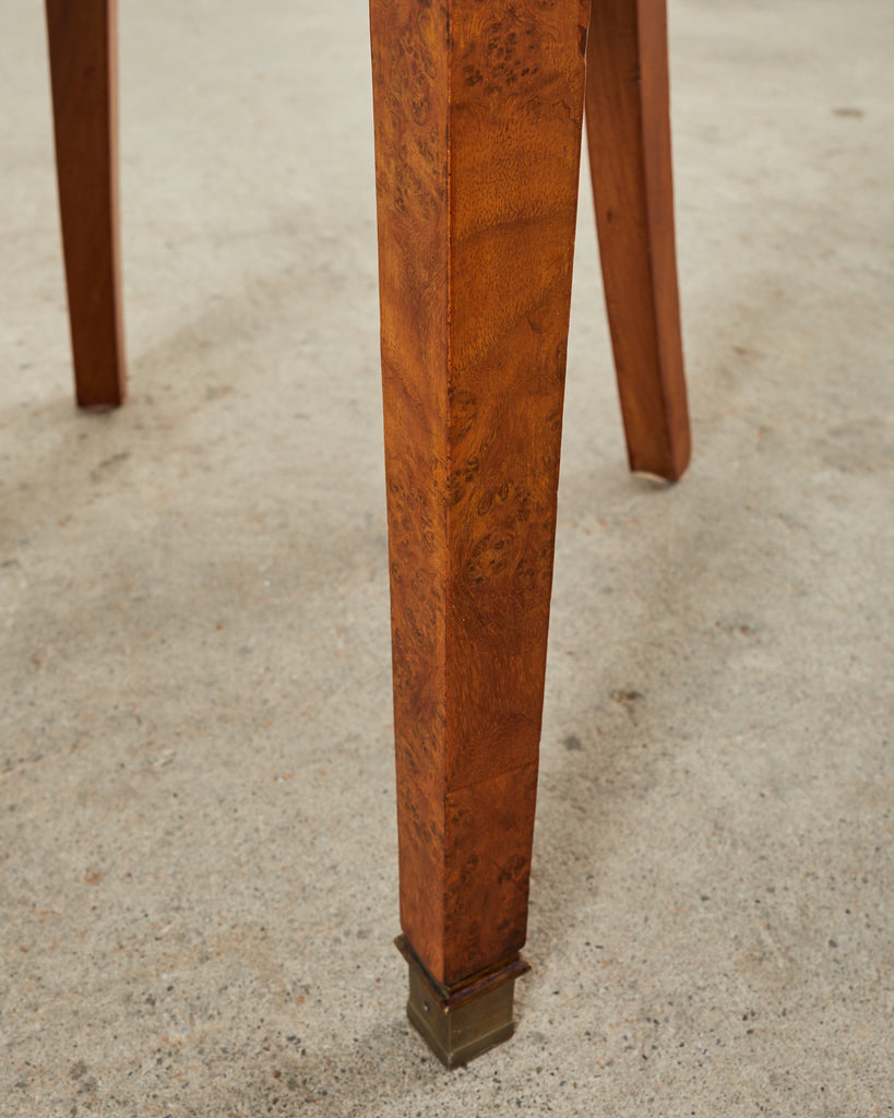 Set of Six French Burlwood Caned Dining Chairs