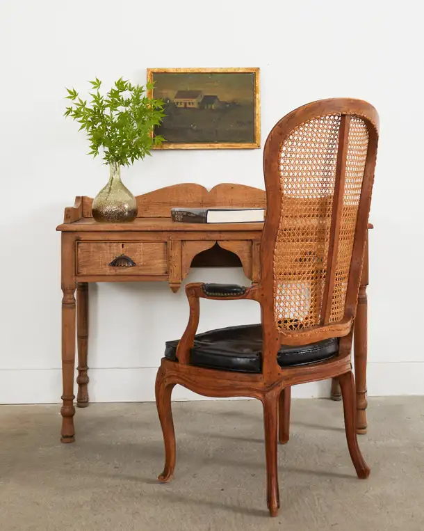 19th Century Louis XV Style Walnut and Cane Fauteuil Armchair