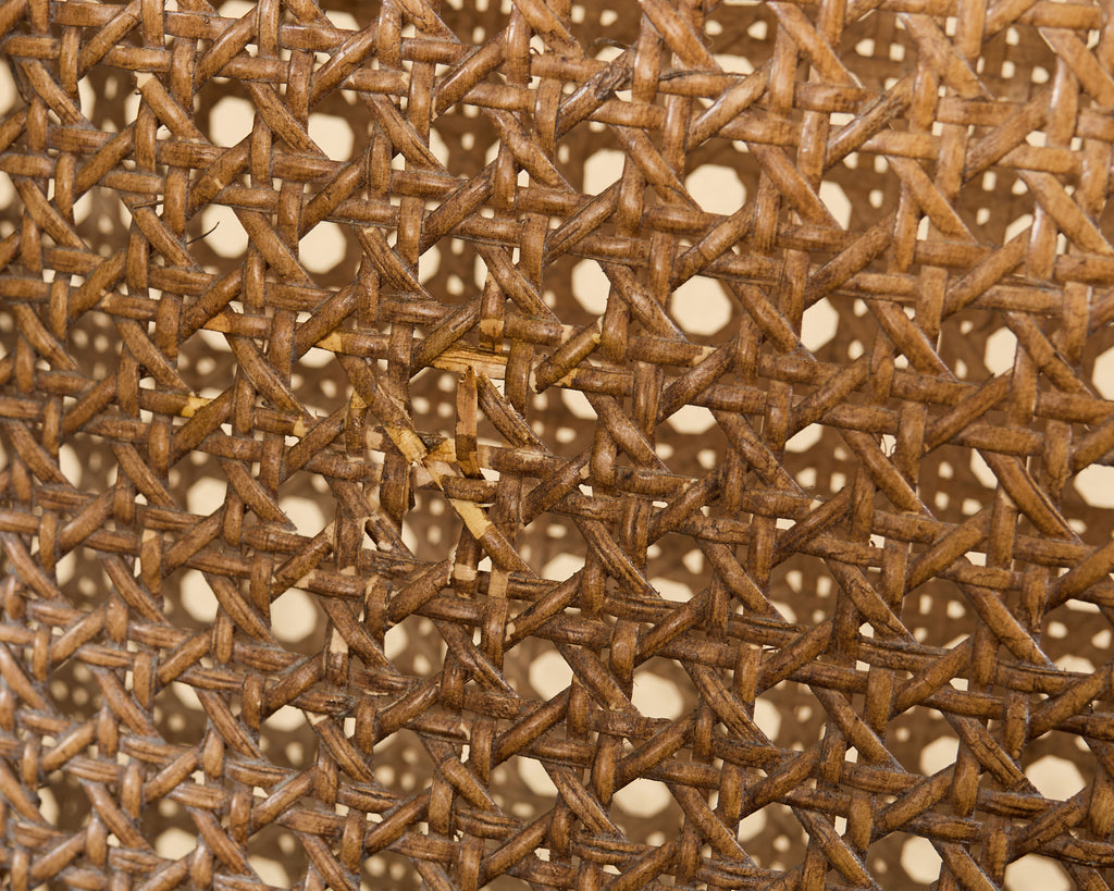 Pair of British Colonial Style Carved Caned Plantation Chairs