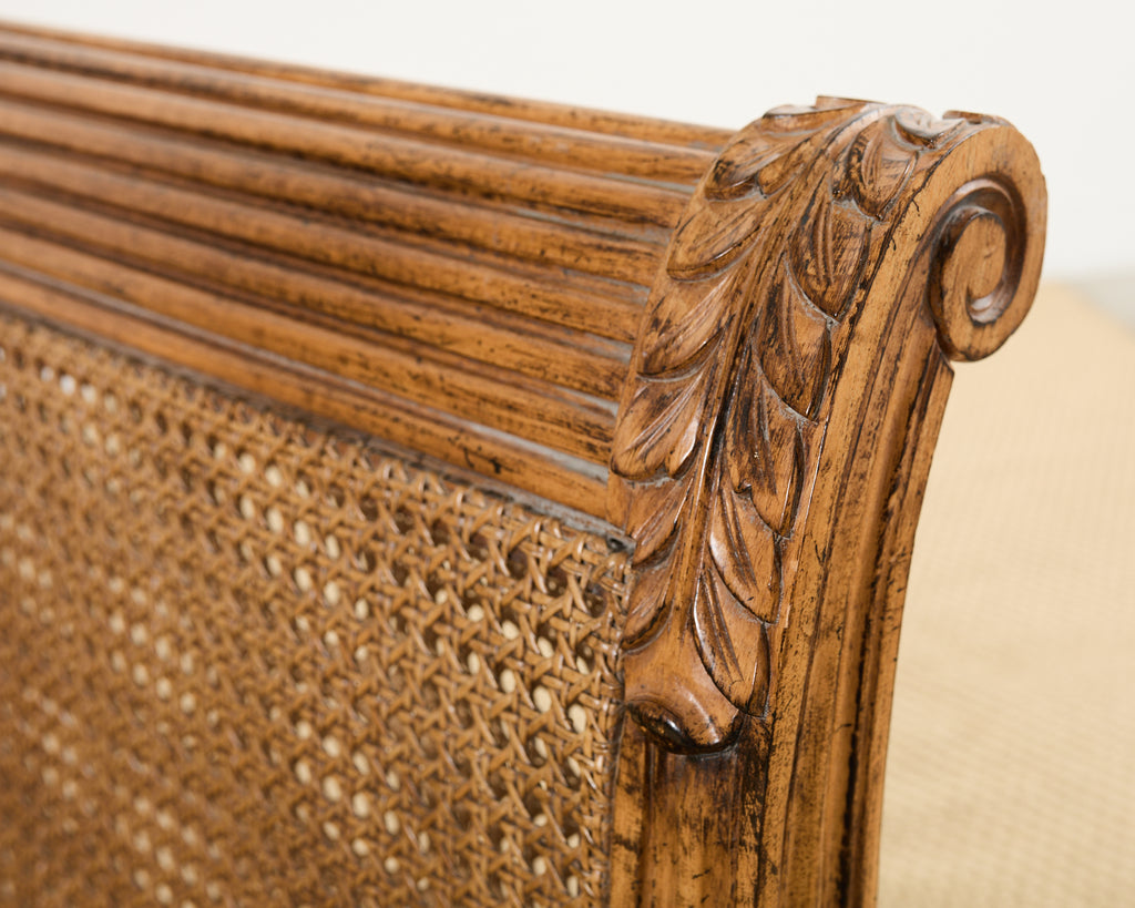 Pair of British Colonial Style Carved Caned Plantation Chairs