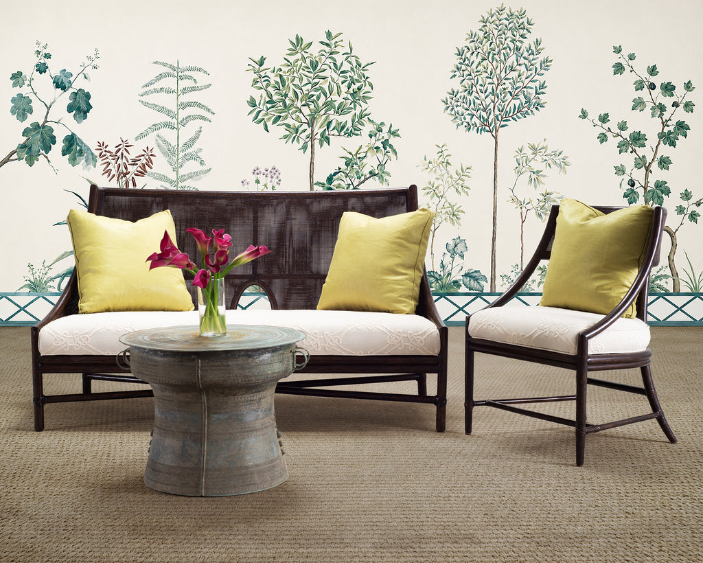 Barbara Barry for McGuire Rattan Cane Settee and Armchair