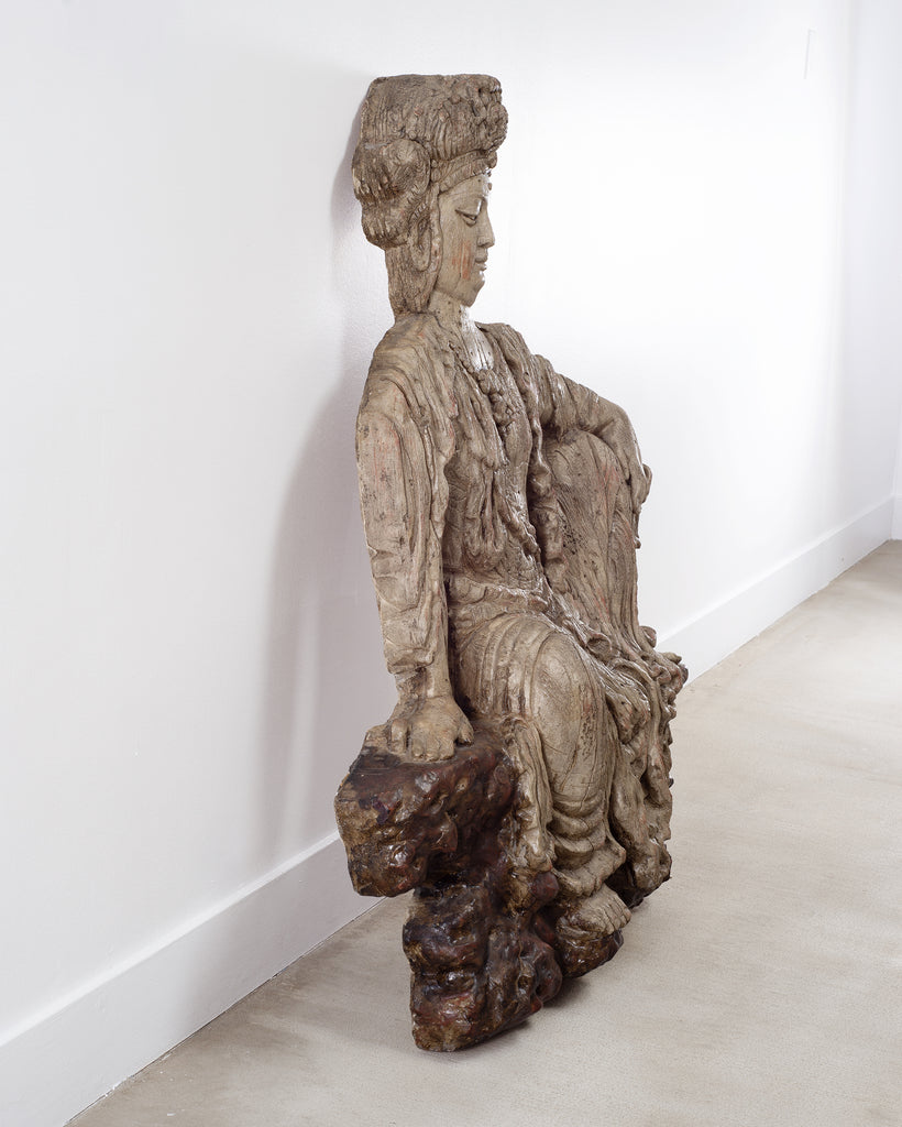 Chinese Qing Style Sculpture Figure of Bodhisattva Guanyin