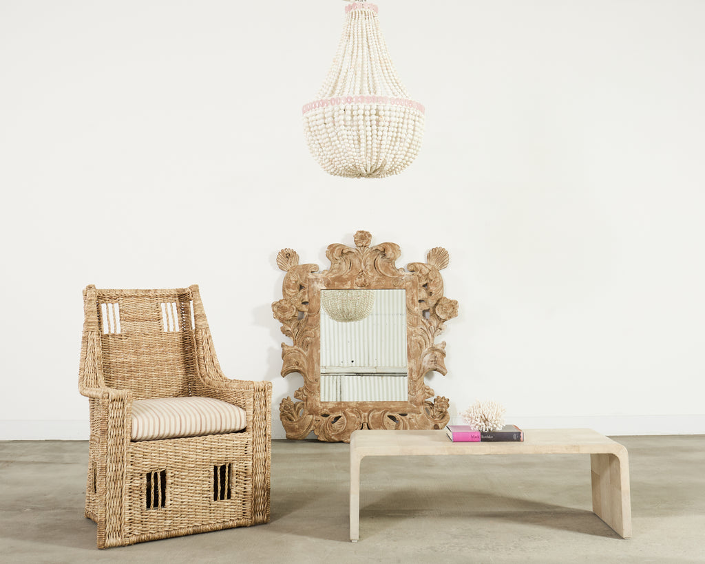 Karl Springer Style Natural Shagreen Waterfall Cocktail Table