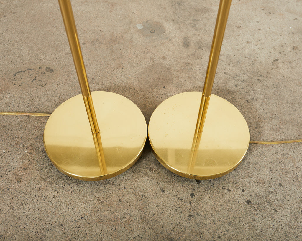 Pair of Art Deco Style Pharmacy Brass Floor Lamps by Casella