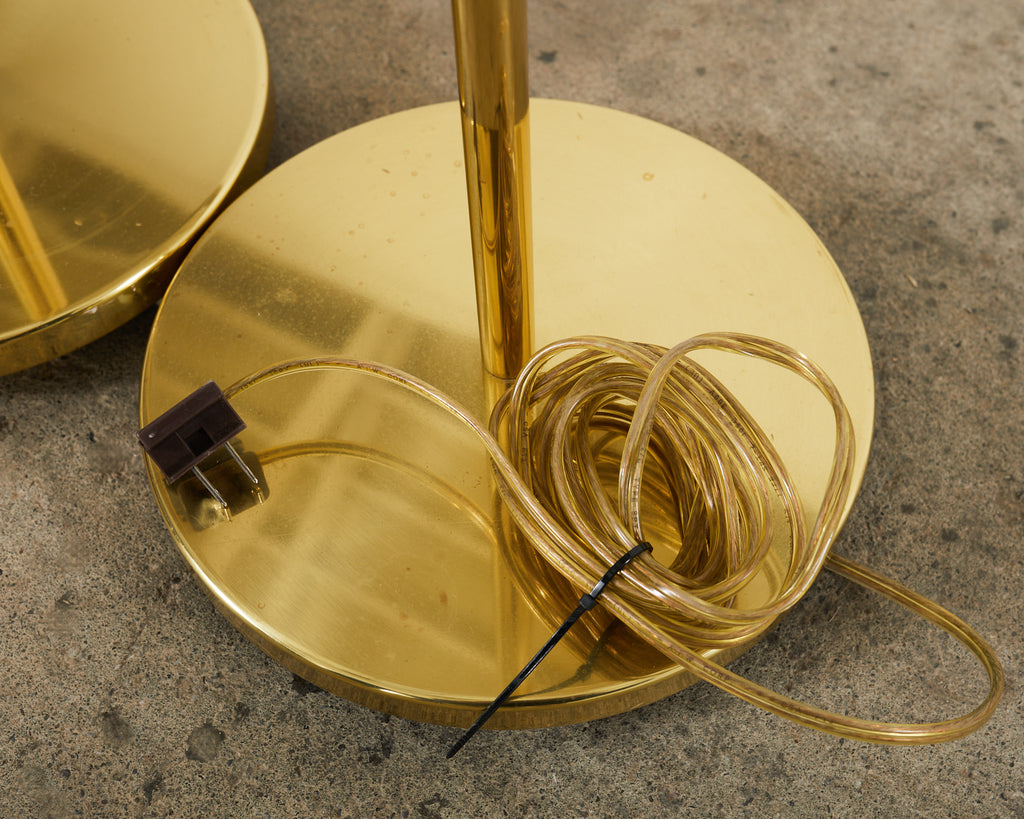 Pair of Art Deco Style Pharmacy Brass Floor Lamps by Casella