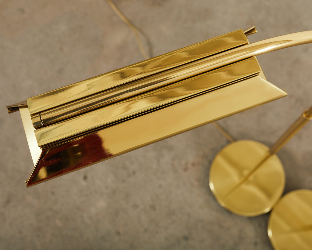 Pair of Art Deco Style Pharmacy Brass Floor Lamps by Casella