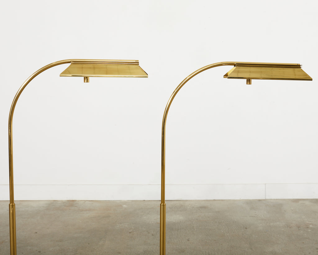 Pair of Art Deco Style Pharmacy Brass Floor Lamps by Casella