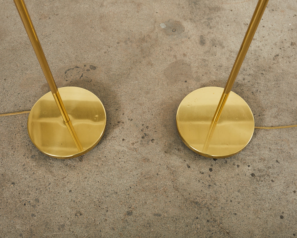 Pair of Art Deco Style Pharmacy Brass Floor Lamps by Casella