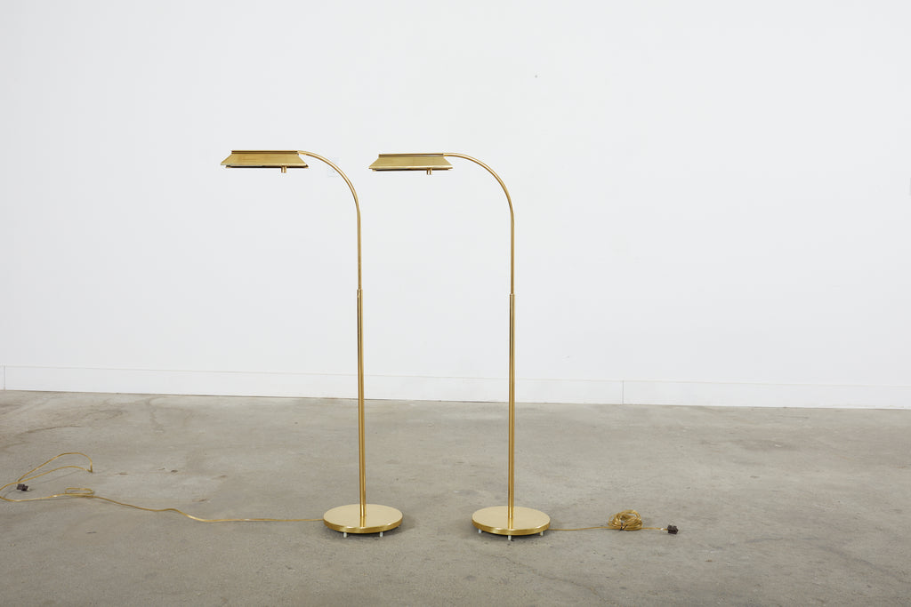 Pair of Art Deco Style Pharmacy Brass Floor Lamps by Casella