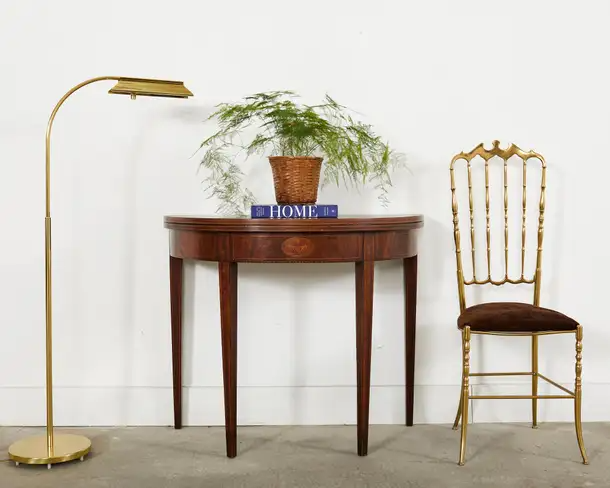 Pair of Art Deco Style Pharmacy Brass Floor Lamps by Casella