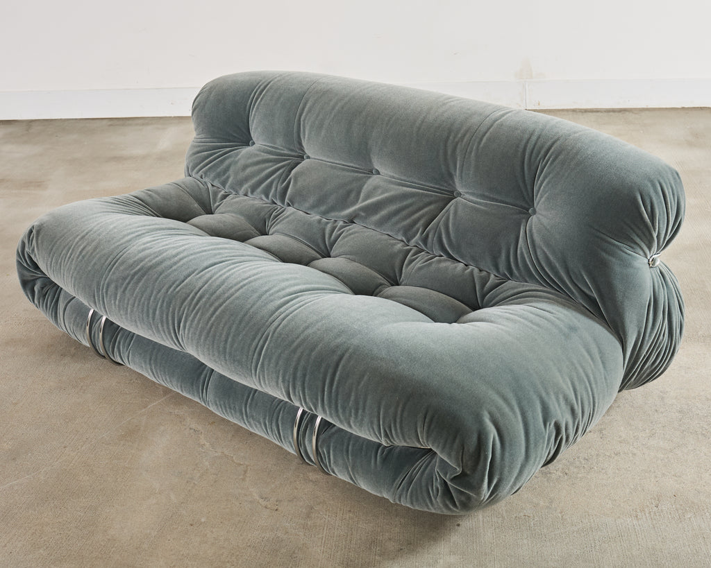 Cassina Soriana Mohair Sofa designed by Afra and Tobia Scarpa