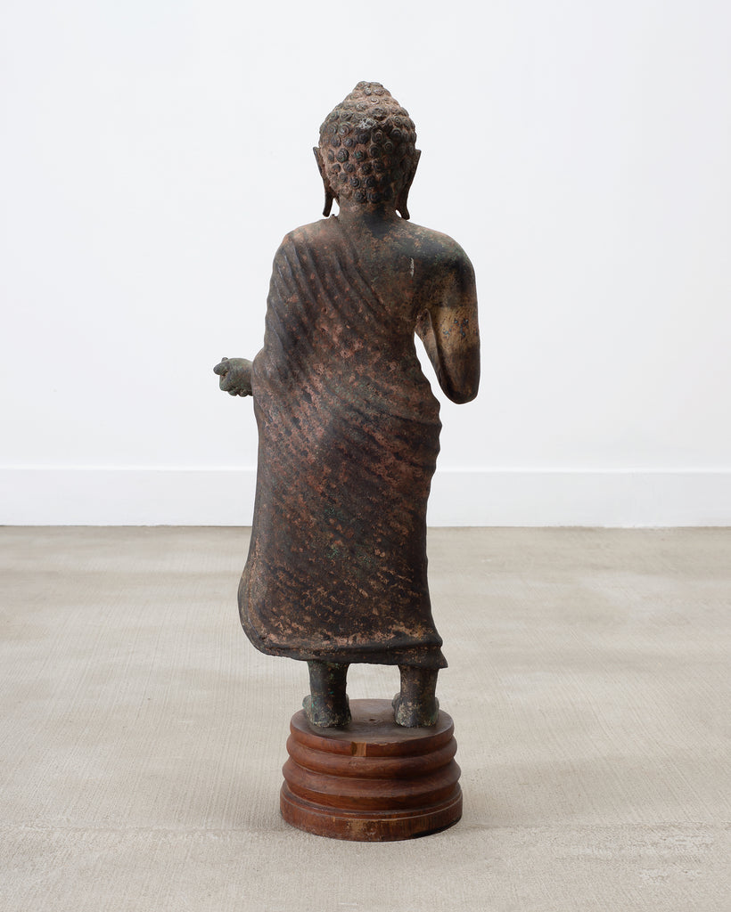South Asian Cast Iron Buddha Figure Abhaya Mudra Pose 3 Ft