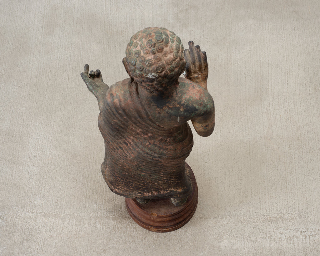 South Asian Cast Iron Buddha Figure Abhaya Mudra Pose 3 Ft