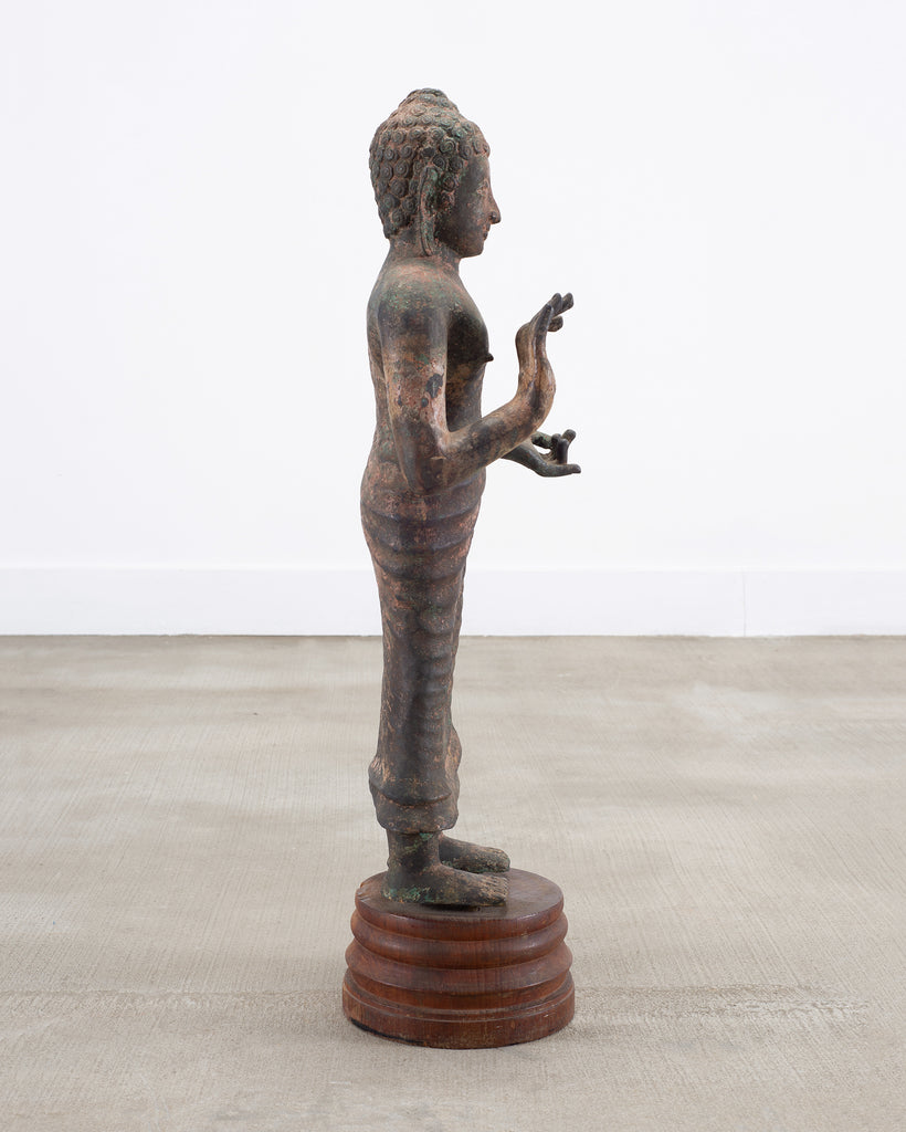 South Asian Cast Iron Buddha Figure Abhaya Mudra Pose 3 Ft