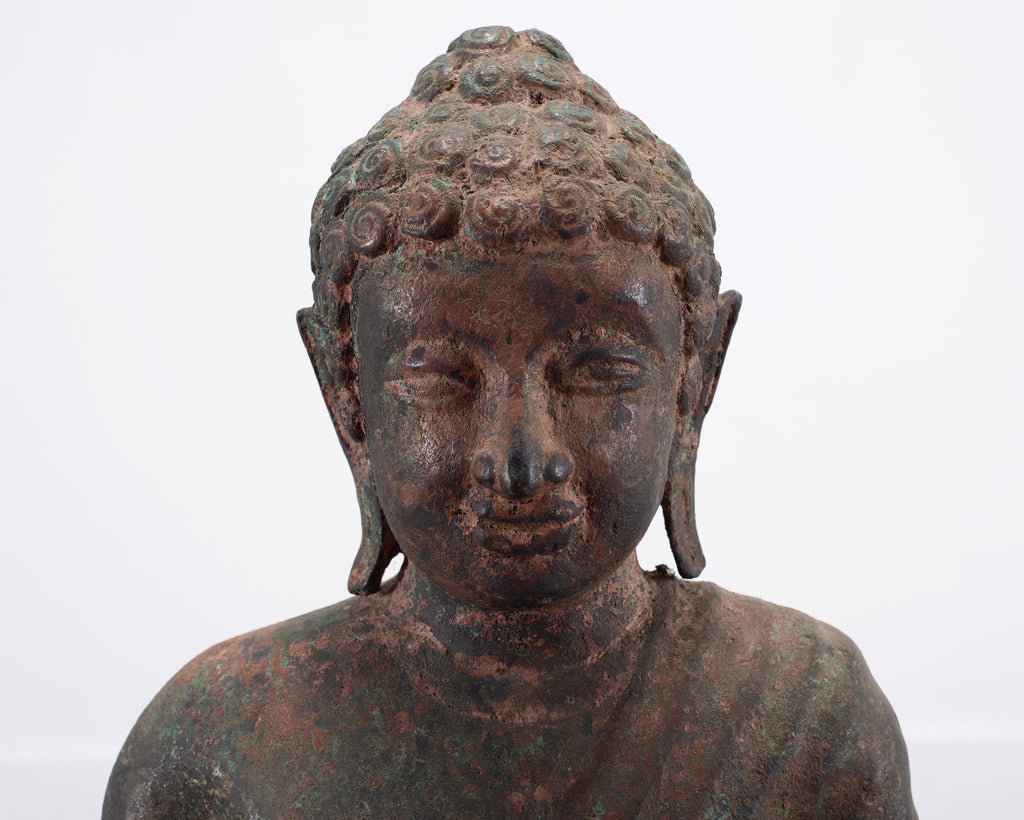 South Asian Cast Iron Buddha Figure Abhaya Mudra Pose 3 Ft