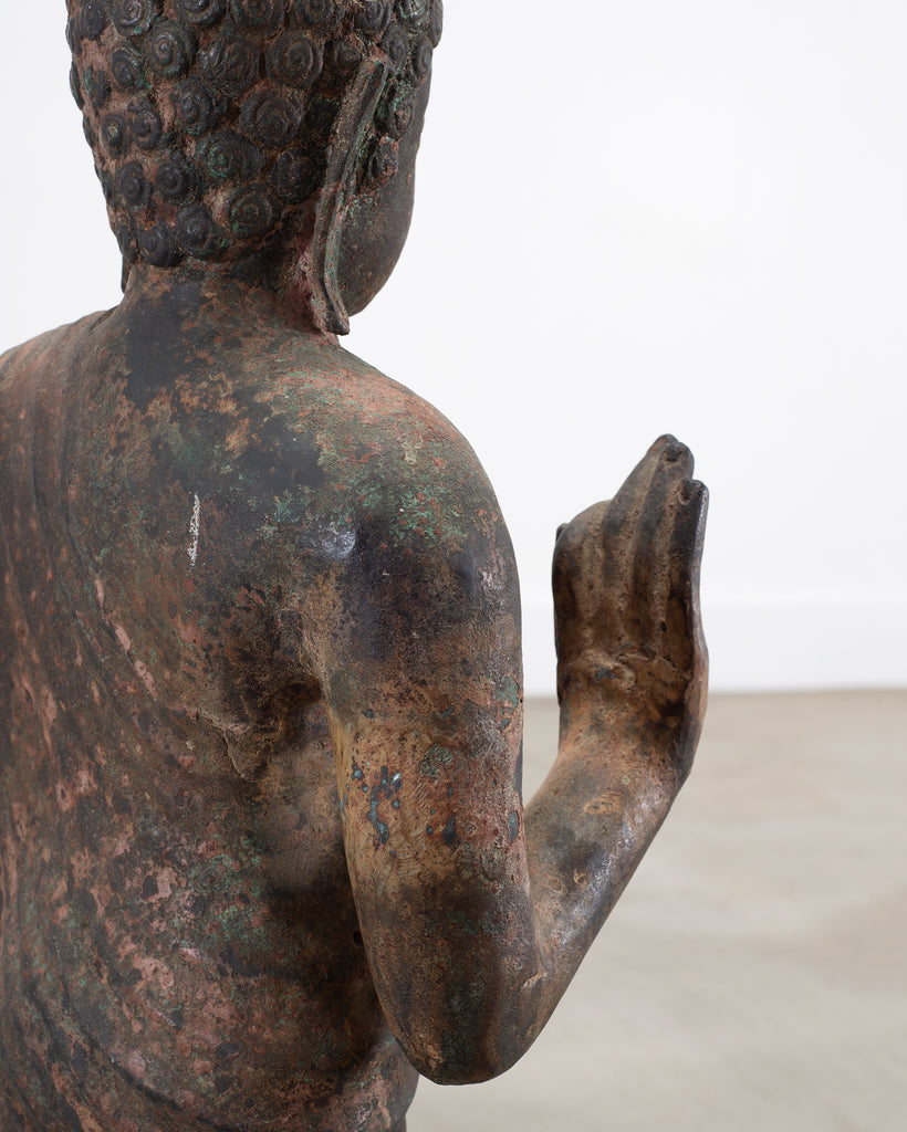 South Asian Cast Iron Buddha Figure Abhaya Mudra Pose 3 Ft