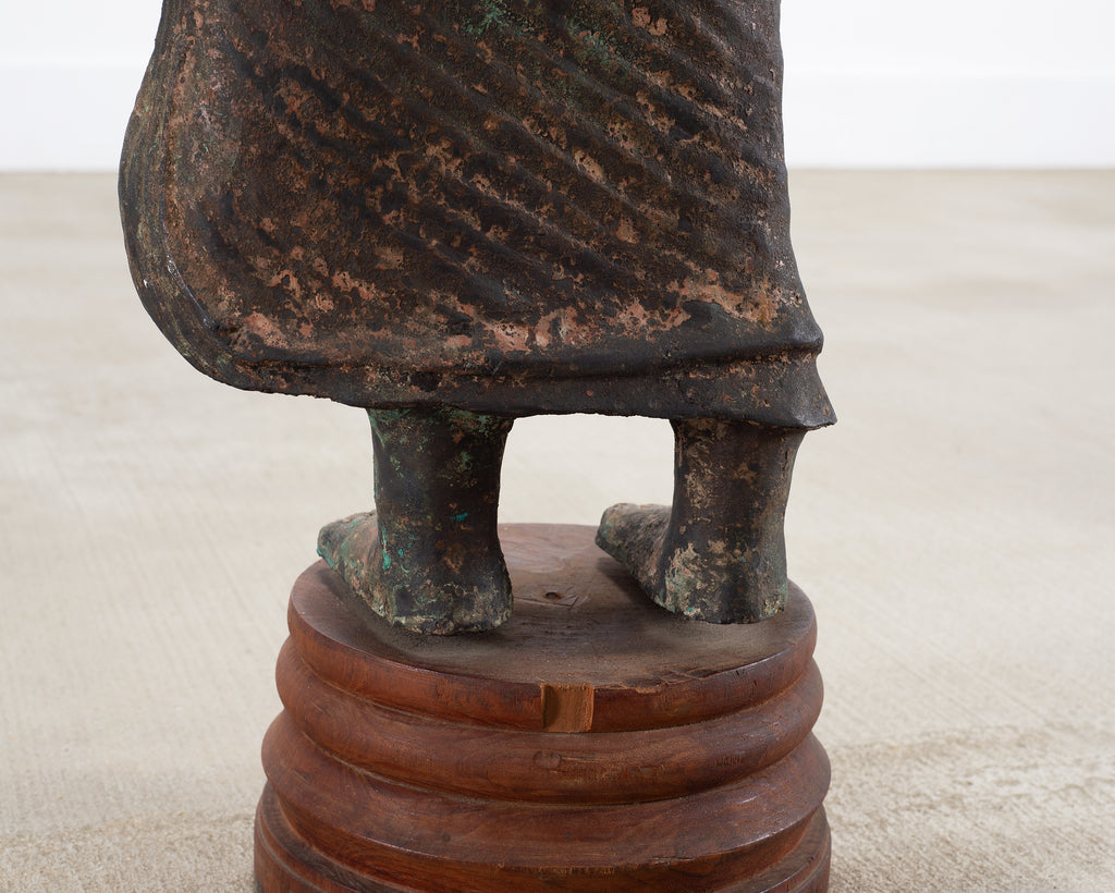 South Asian Cast Iron Buddha Figure Abhaya Mudra Pose 3 Ft