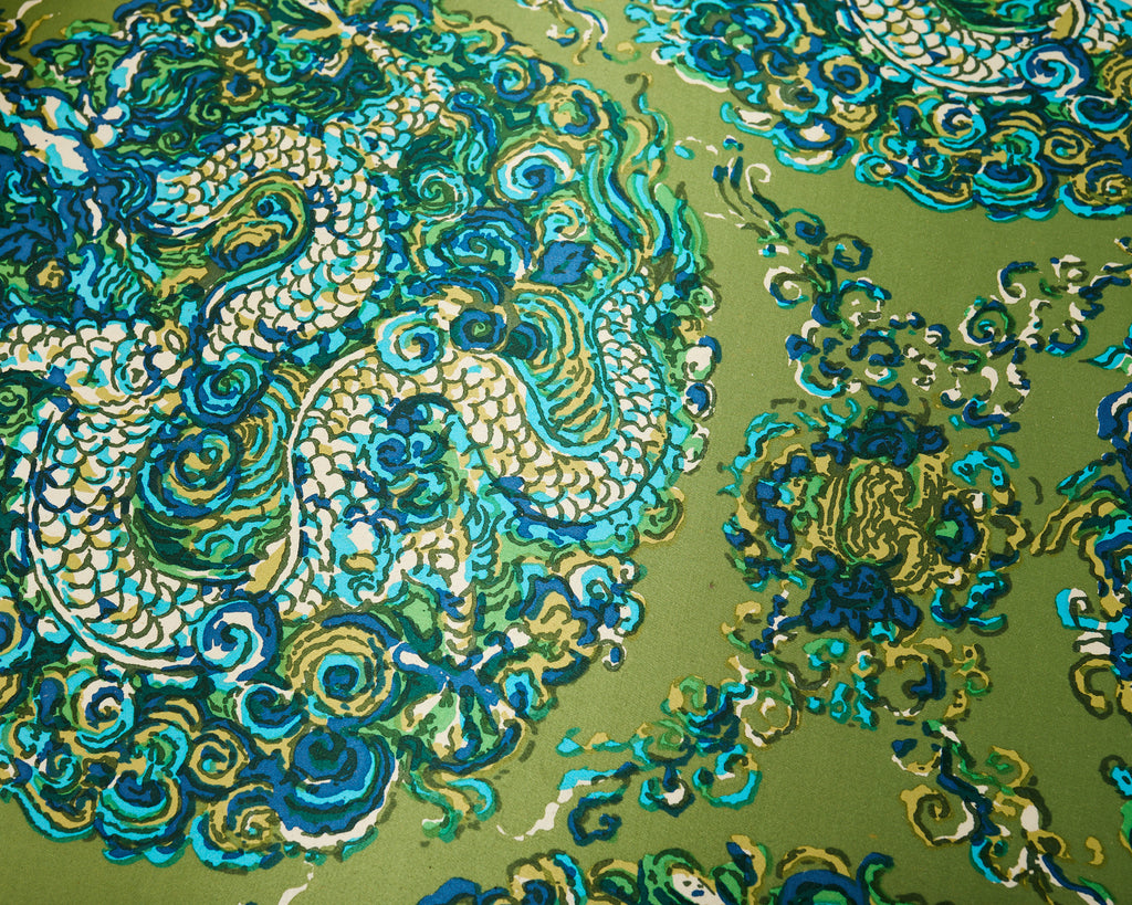 Midcentury James Mont Style Lacquered Gondola Dragon Sofa