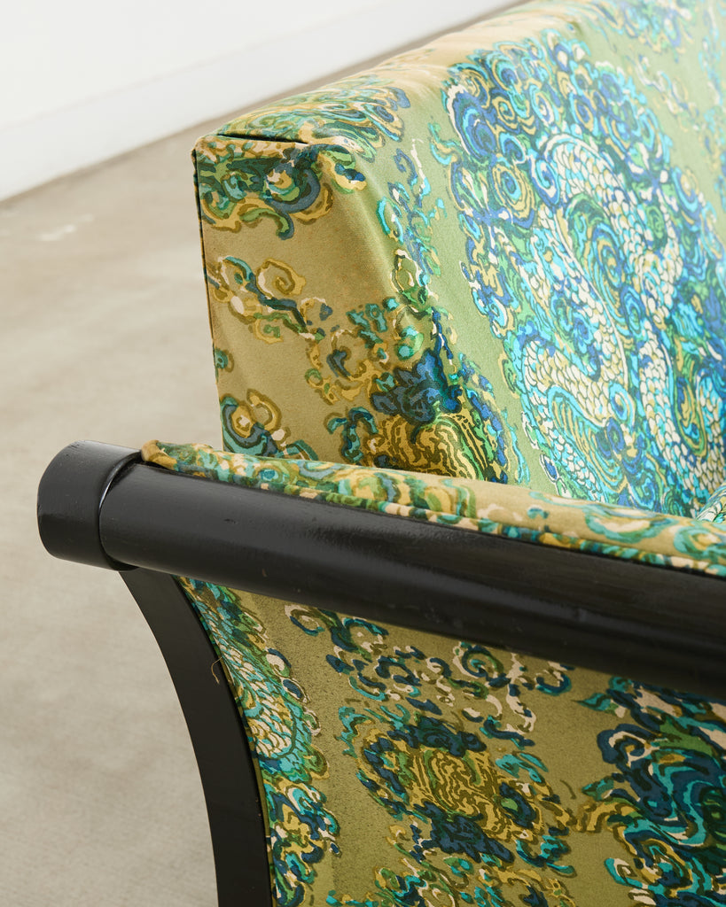 Midcentury James Mont Style Lacquered Gondola Dragon Sofa