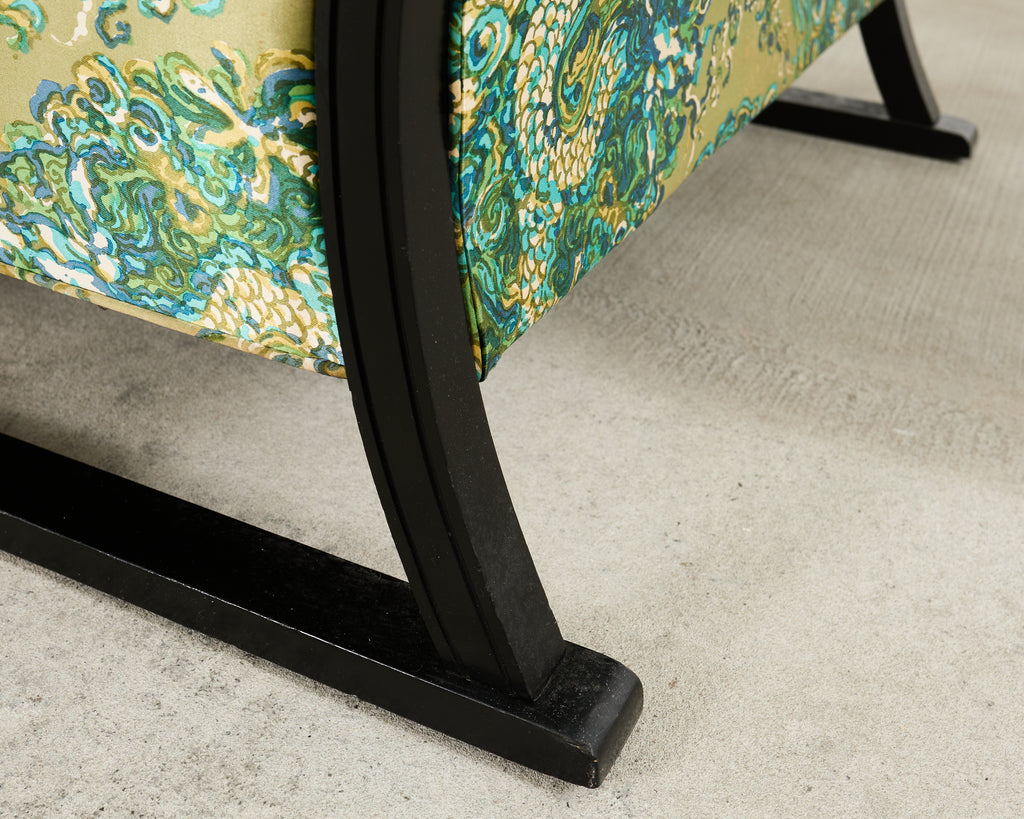 Midcentury James Mont Style Lacquered Gondola Dragon Sofa