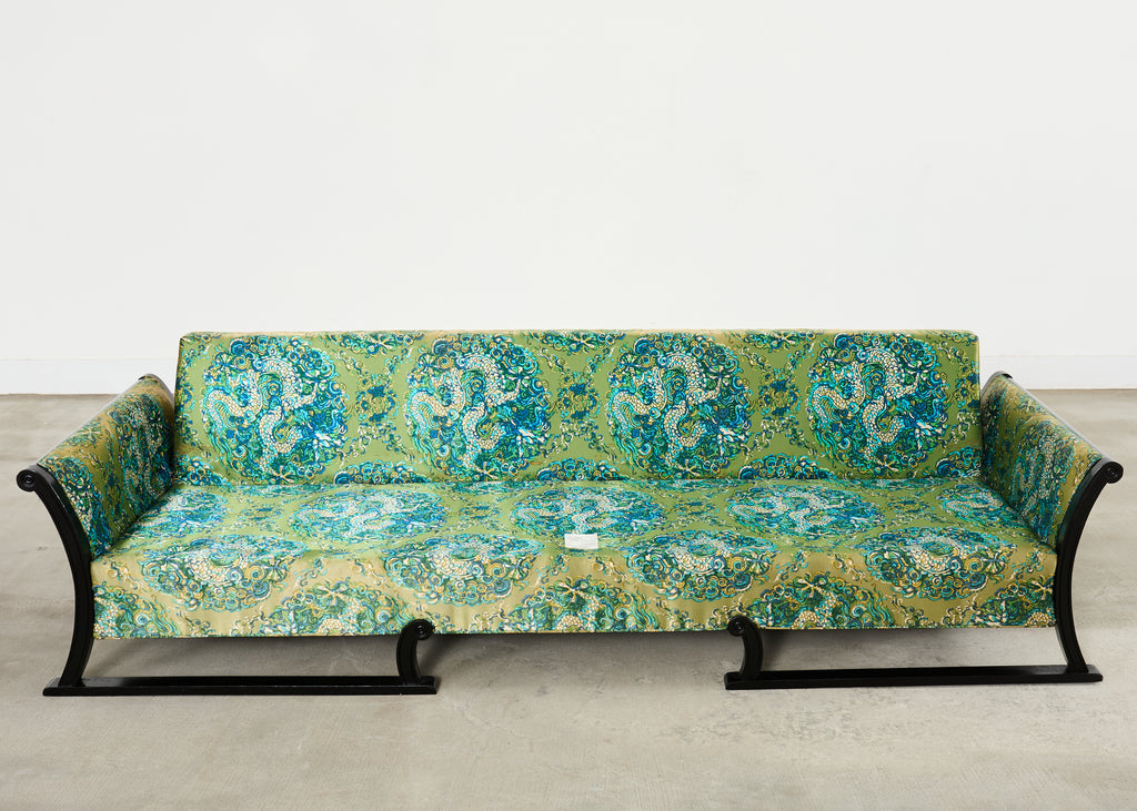 Midcentury James Mont Style Lacquered Gondola Dragon Sofa