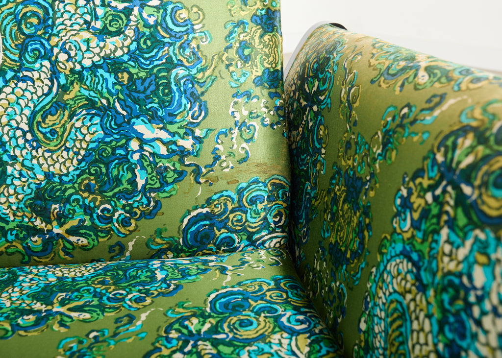 Midcentury James Mont Style Lacquered Gondola Dragon Sofa