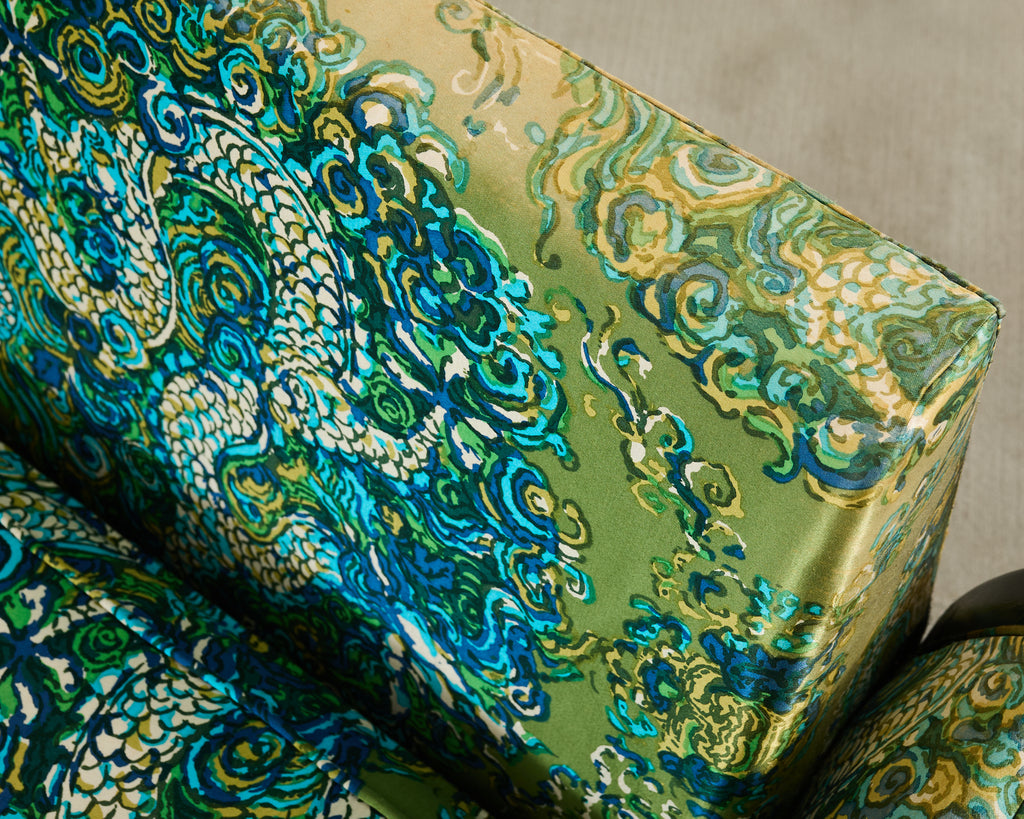 Midcentury James Mont Style Lacquered Gondola Dragon Sofa