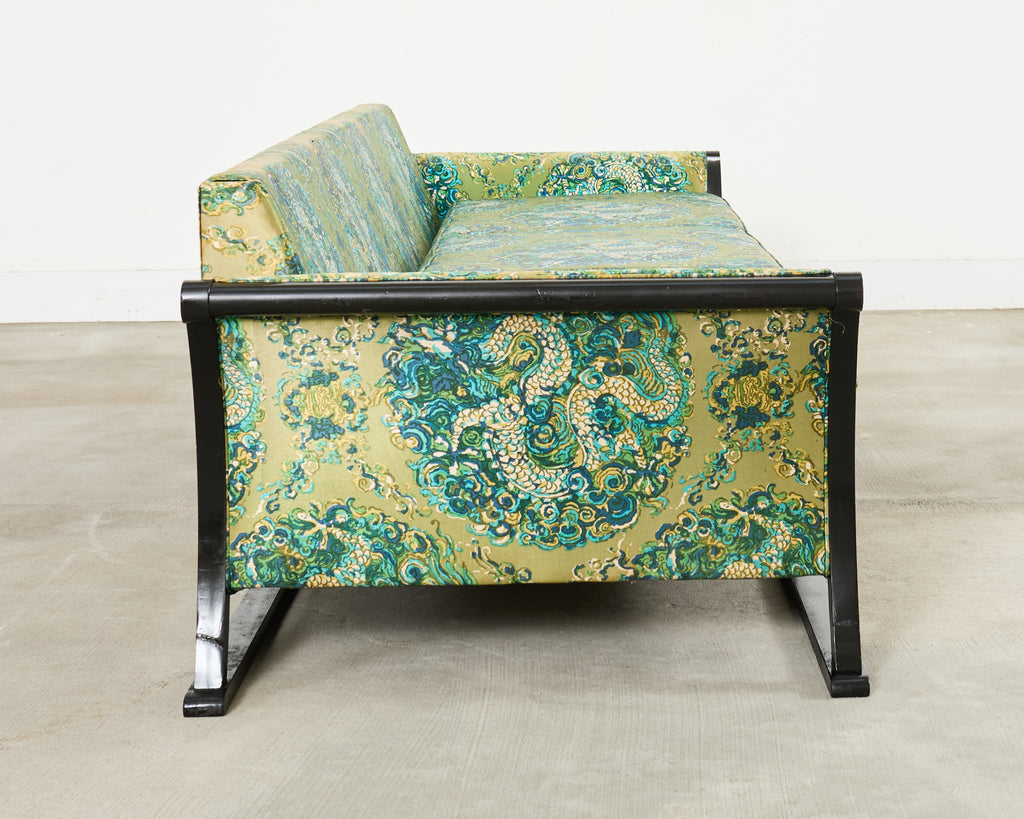 Midcentury James Mont Style Lacquered Gondola Dragon Sofa