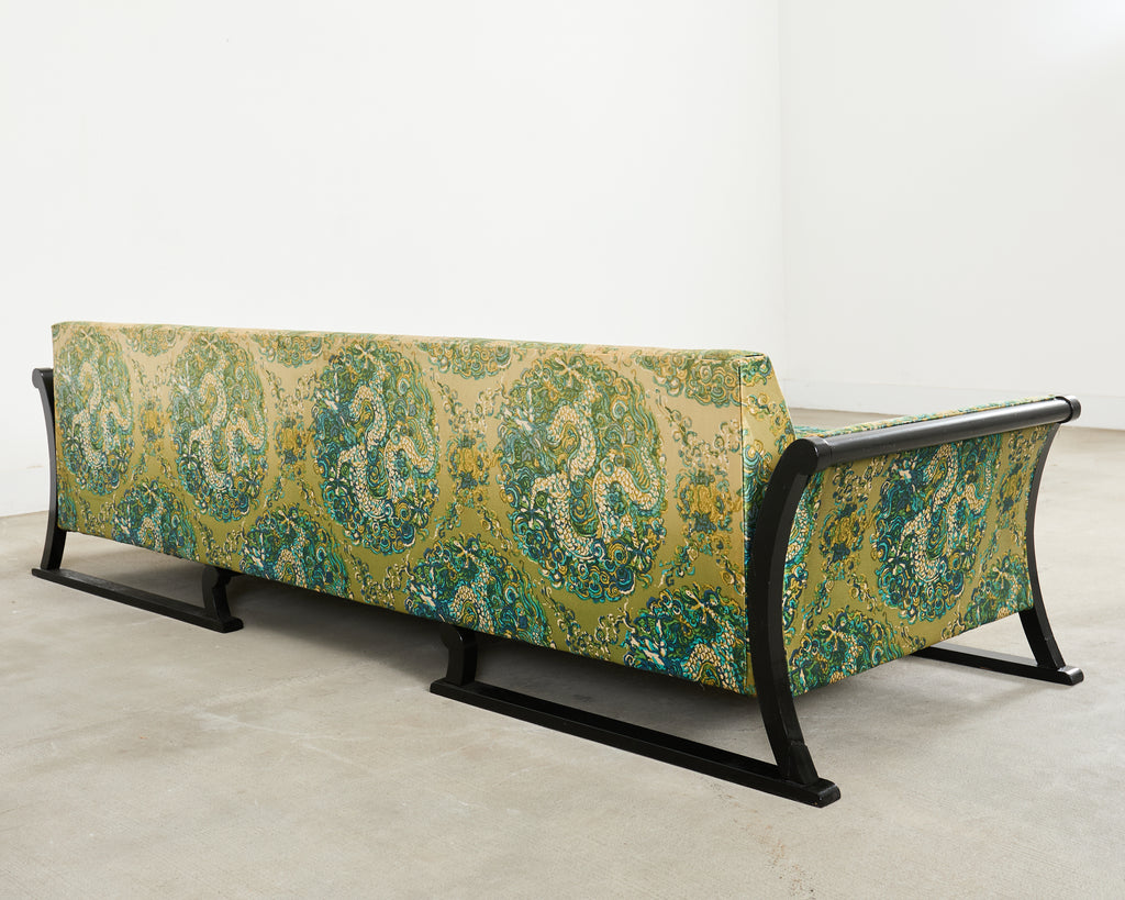 Midcentury James Mont Style Lacquered Gondola Dragon Sofa