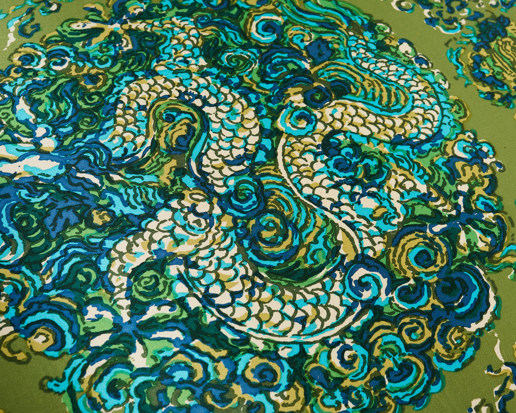 Midcentury James Mont Style Lacquered Gondola Dragon Sofa