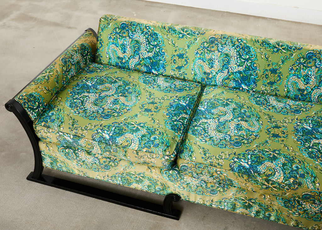 Midcentury James Mont Style Lacquered Gondola Dragon Sofa