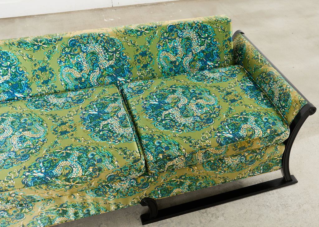 Midcentury James Mont Style Lacquered Gondola Dragon Sofa