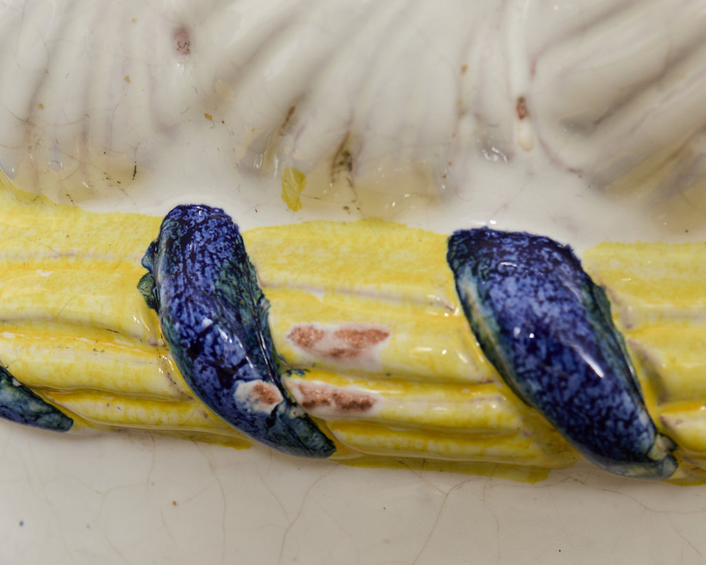 Italian Glazed Ceramic Garden Stool or Drinks Table with Seashells