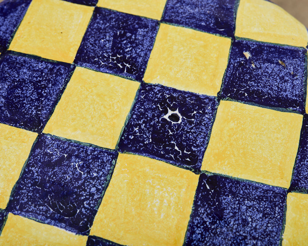 Italian Glazed Ceramic Garden Stool or Drinks Table with Seashells