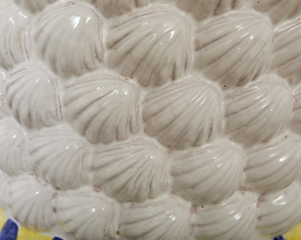 Italian Glazed Ceramic Garden Stool or Drinks Table with Seashells