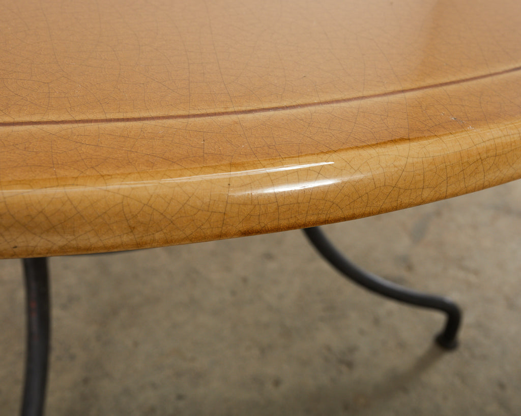 French Enameled Lava Stone Top Garden Dining Table