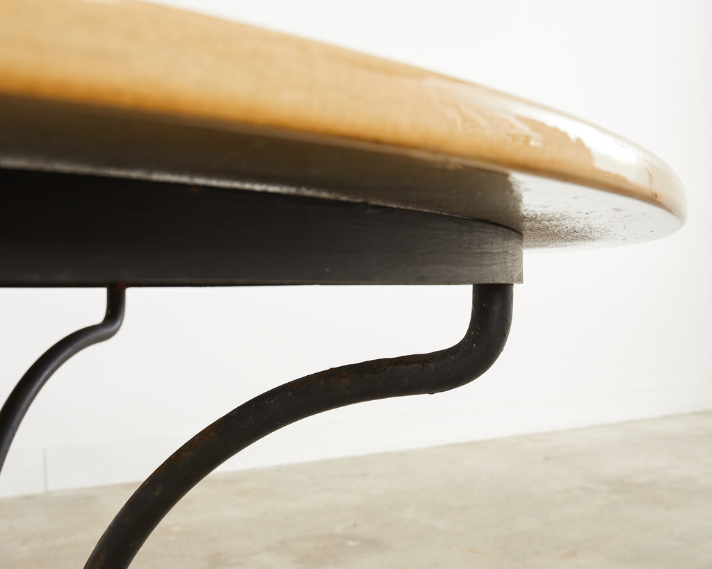 French Enameled Lava Stone Top Garden Dining Table