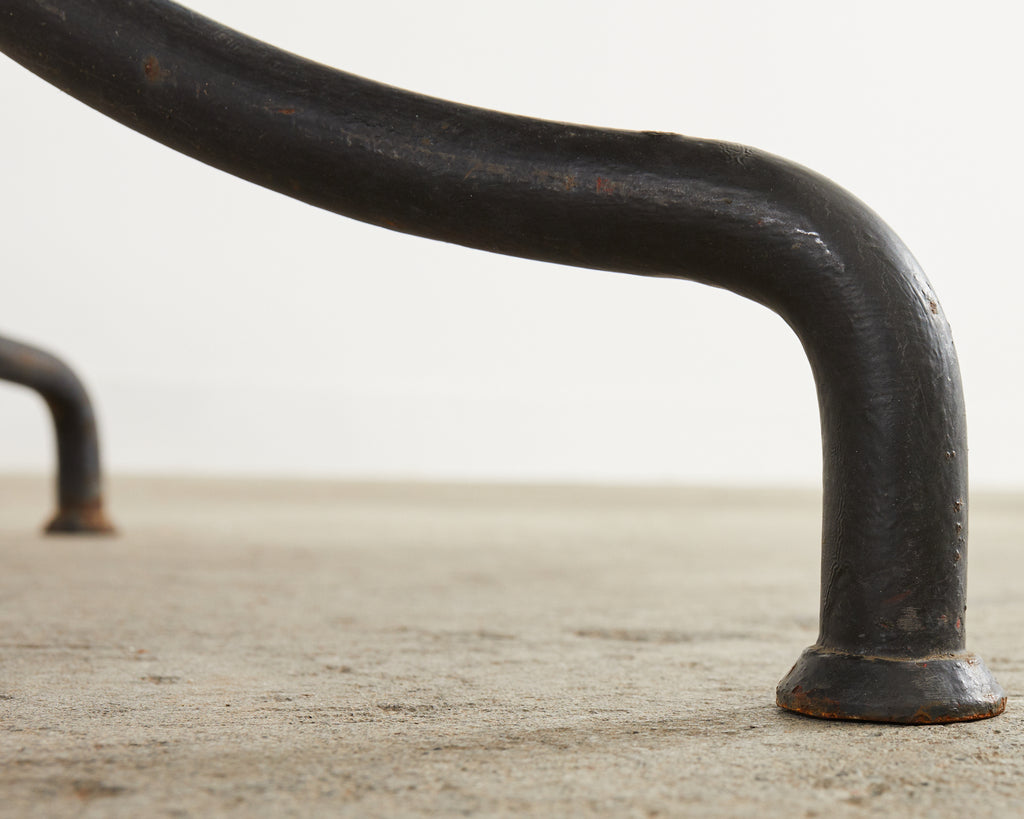 French Enameled Lava Stone Top Garden Dining Table