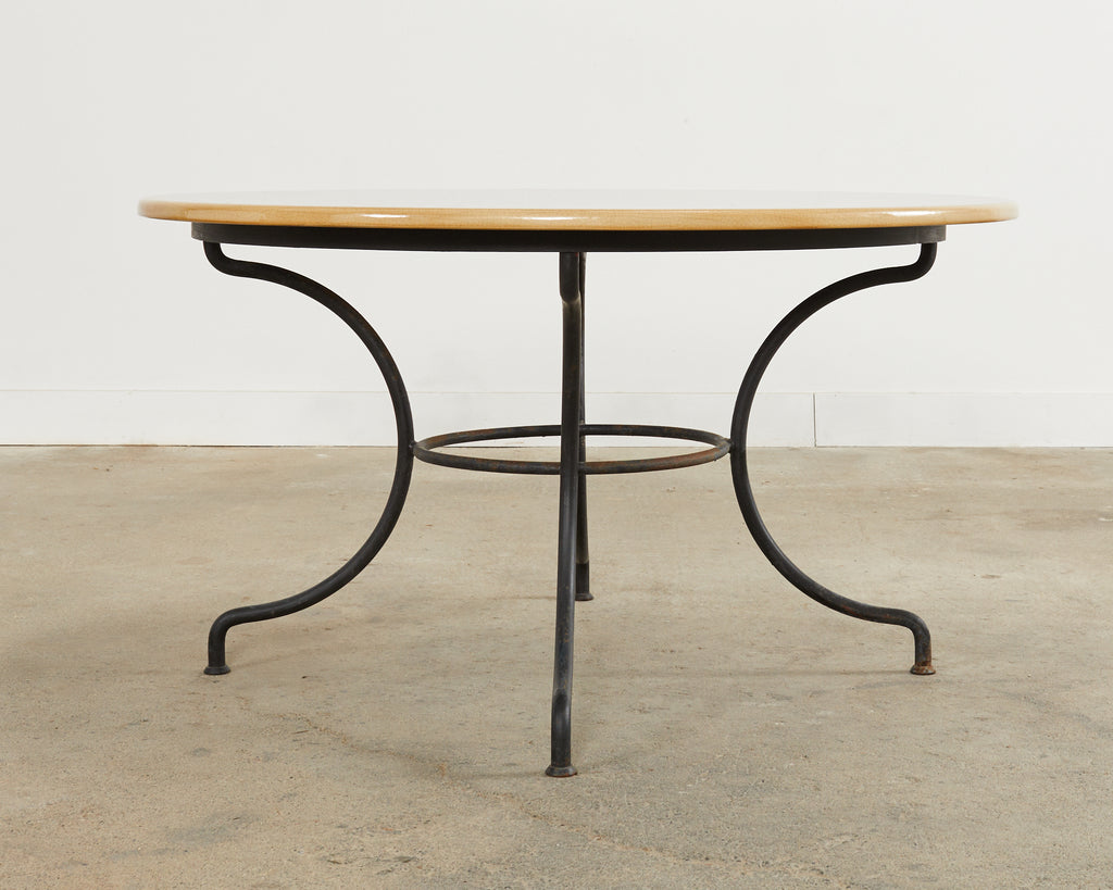 French Enameled Lava Stone Top Garden Dining Table