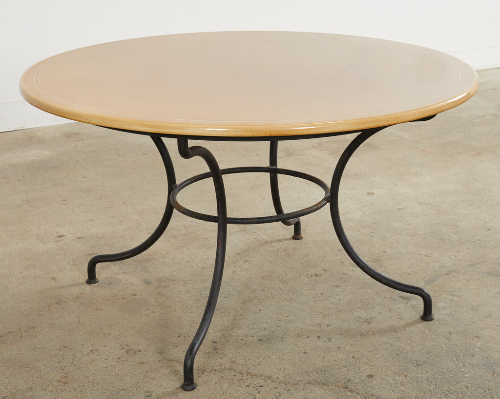 French Enameled Lava Stone Top Garden Dining Table