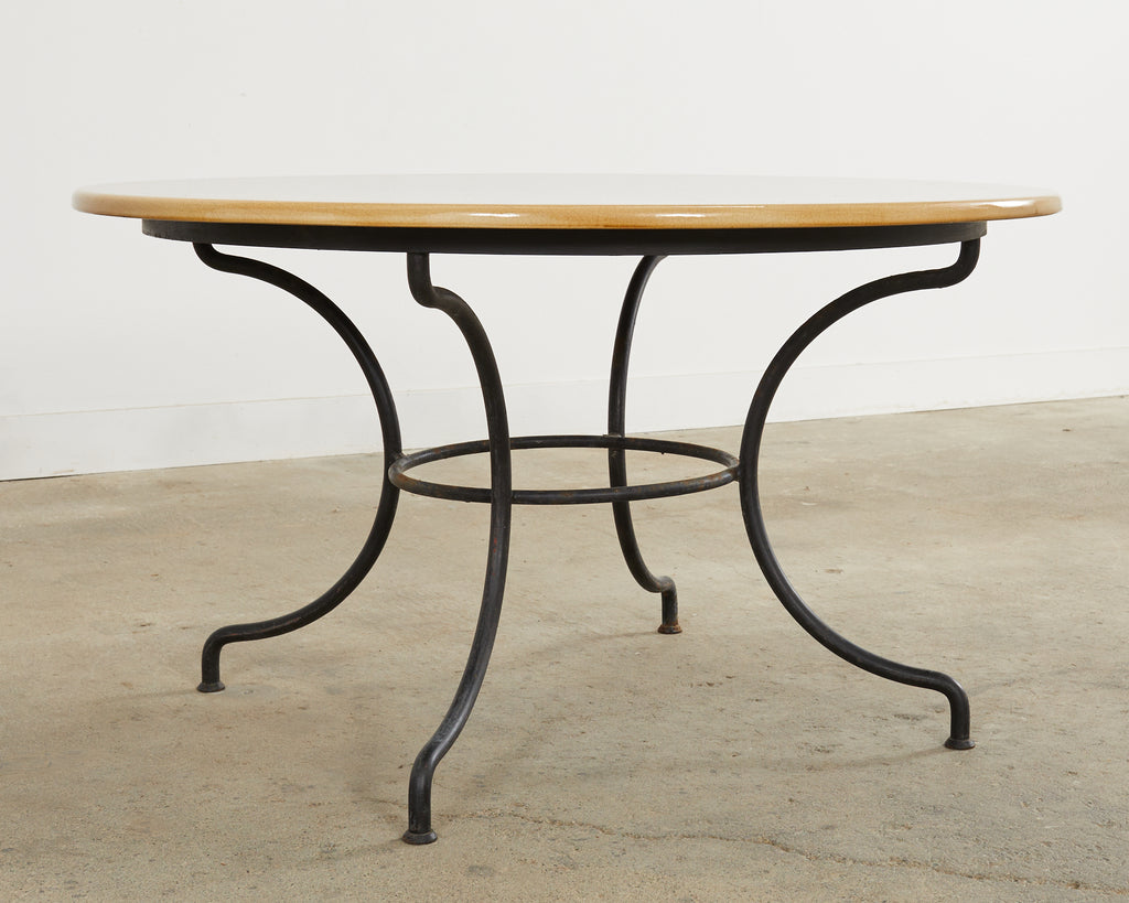 French Enameled Lava Stone Top Garden Dining Table