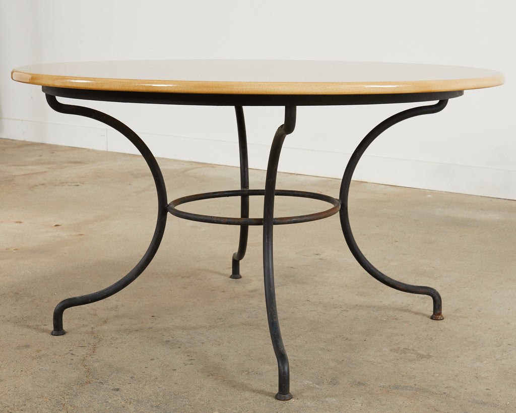 French Enameled Lava Stone Top Garden Dining Table