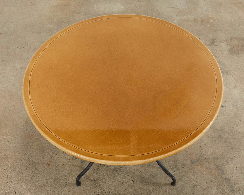 French Enameled Lava Stone Top Garden Dining Table