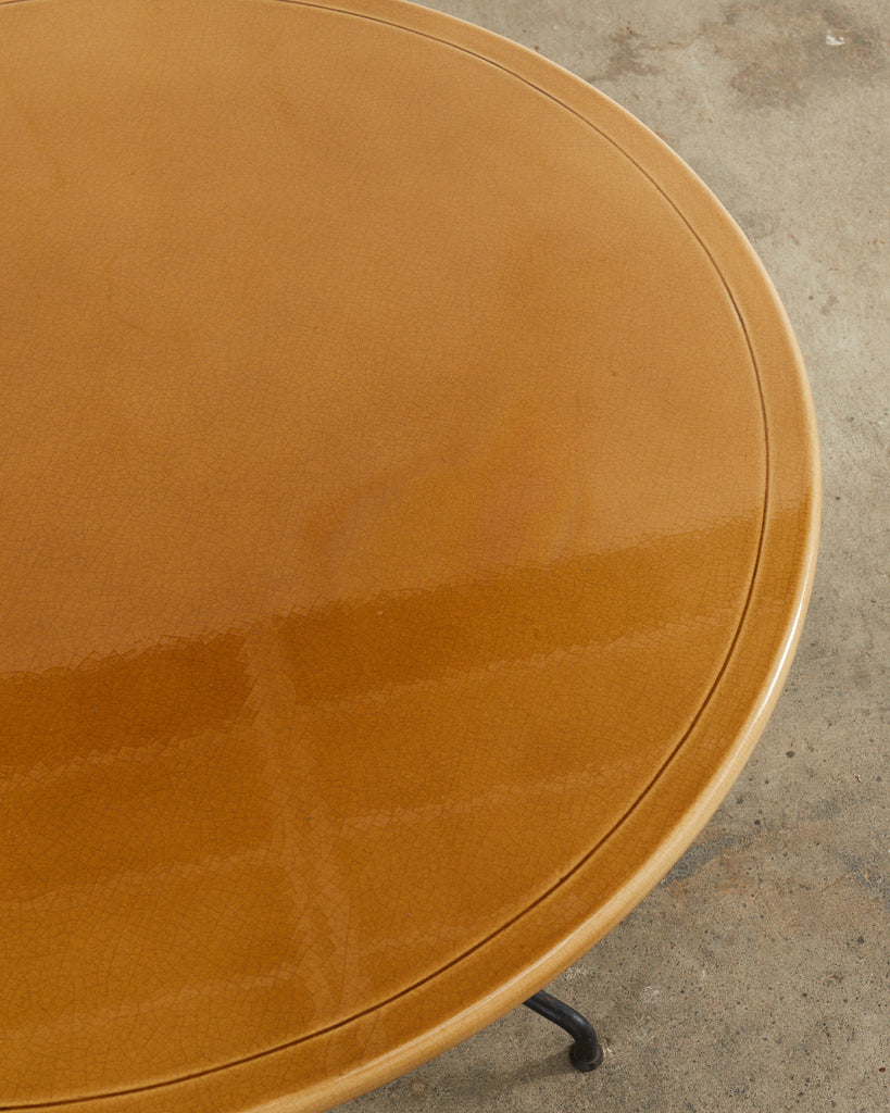 French Enameled Lava Stone Top Garden Dining Table