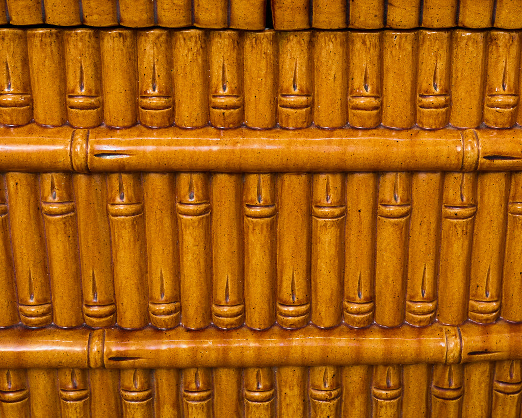 Ceramic Faux Bamboo Planter Glass Top Cocktail Table