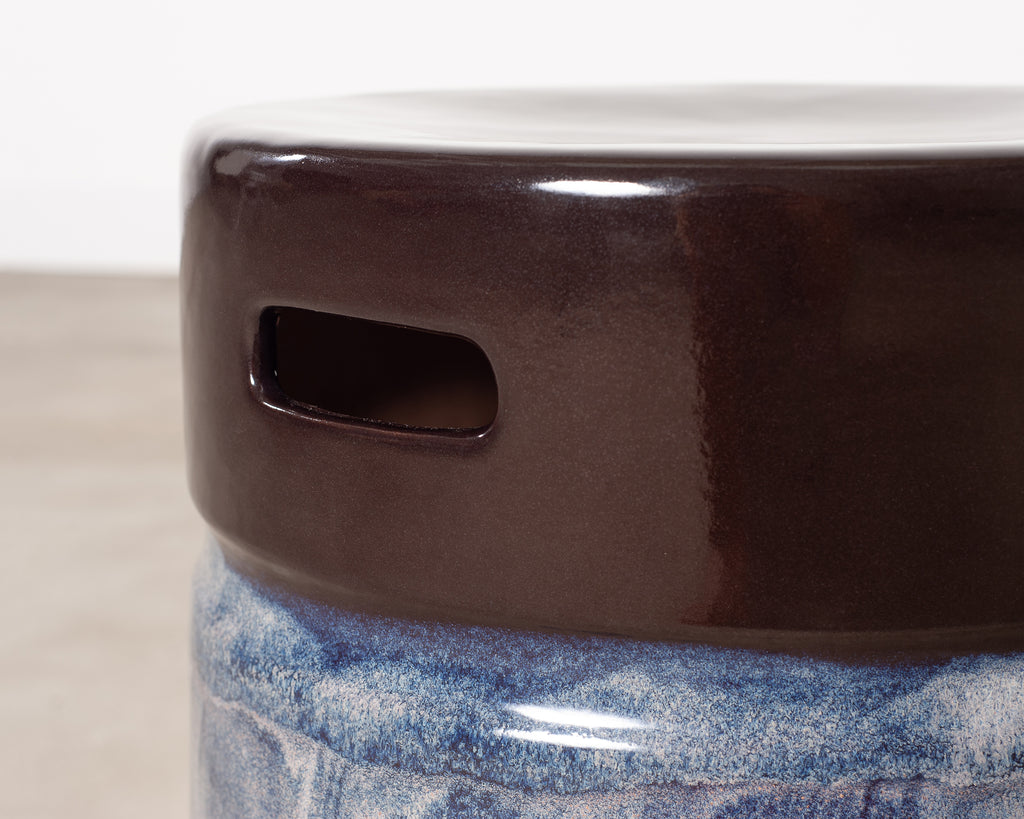 Set of Nine Glazed Terra Cotta Ceramic Stools or Drink Tables