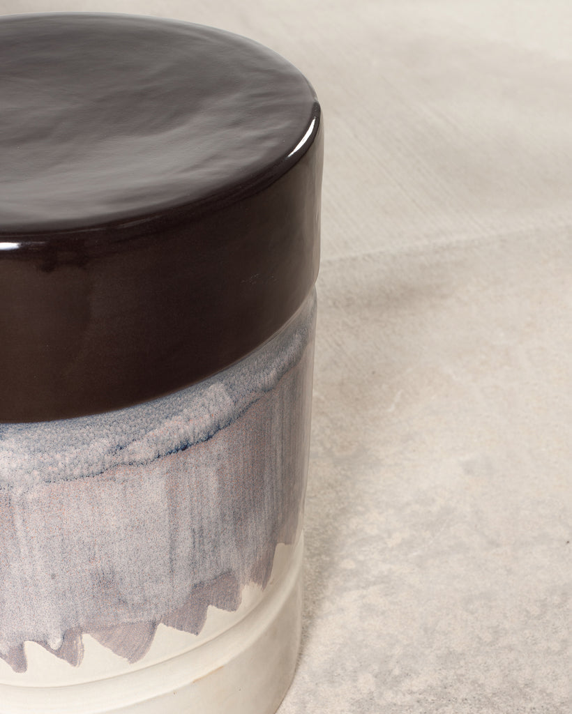 Set of Nine Glazed Terra Cotta Ceramic Stools or Drink Tables