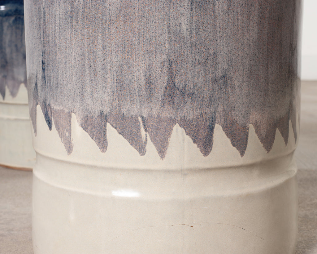 Set of Nine Glazed Terra Cotta Ceramic Stools or Drink Tables