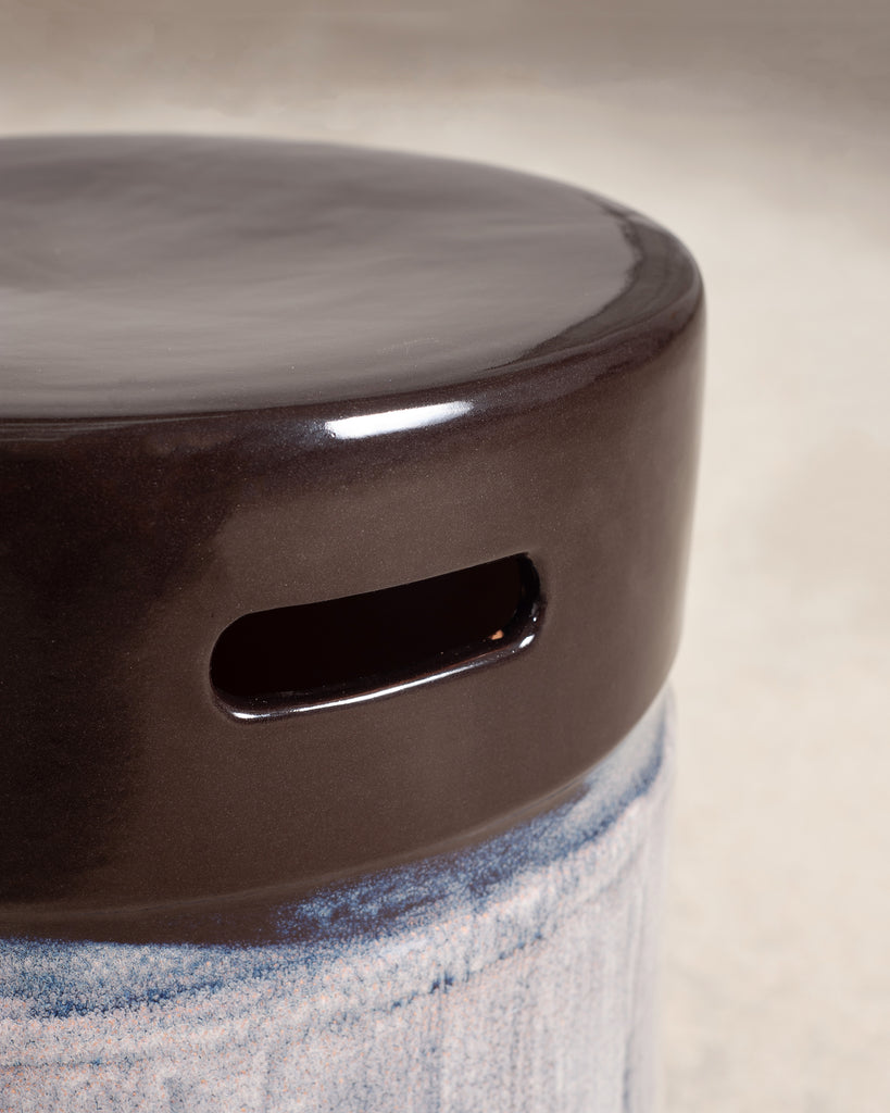 Set of Nine Glazed Terra Cotta Ceramic Stools or Drink Tables